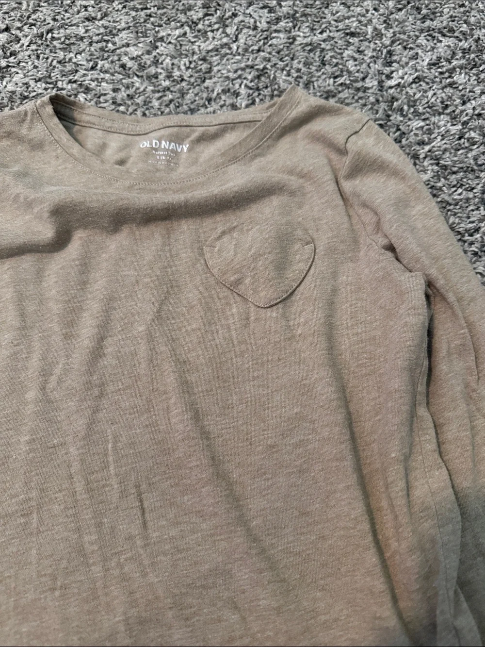 {Old Navy} Beige Long Sleeve Kids Top with Heart Pocket